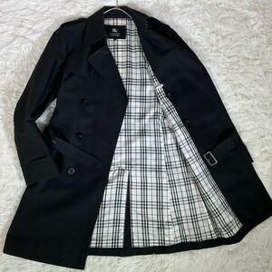 BURBERRY BLACK LABEL バーバリーブラックレーベル トレンチコート 黒 総裏 ノバチェック柄 Mサイズ ベルト付 メンズ 秋冬 ビジネス