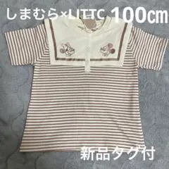 新品　タグ付　しまむら　LITTC リトシー　ミッキー　セーラー　ボーダー　薄茶