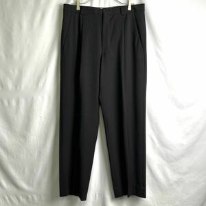 90s ARMANI COLLEZIONI タック ウール ワイド スラックス W×L イタリア製 ブラック パンツ アルマーニ GIORGIO 80s オールド ビンテージ