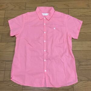 NATURAL LAUNDRY ナチュラルランドリー リネンブレンド ピンク 半袖シャツ サイズ3