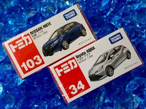 ☆未開封☆ トミカ 103 日産 ノート & 34 トヨタ アクア 絶版 まとめ買いがお得♪ まとめて送料230円です♪