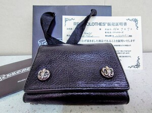 超美品 クロムハーツ Chrome Hearts3フォールド ウォレット セメタリークロスパッチ ブラック ヘビーレザー