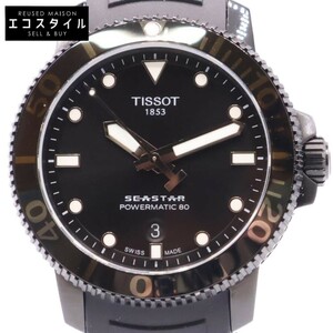 美品 TISSOT ティソ T120.407.37.051.00 TISSOT シースター 1000 オートマティック シースルーバック 自動巻き 腕時計 ブラック