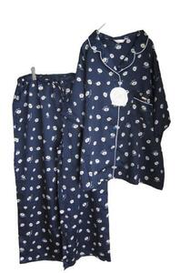 ★新品　【サイズ・5L】　ネイビー　花柄　パジャマ　ルームウェア　大きいサイズ　半袖　デイジー　クリックポスト２