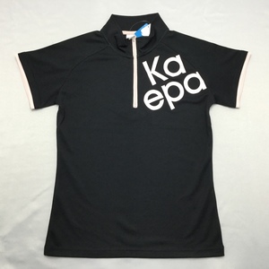 【送料無料】【新品】Kaepa レディース半袖ハーフジップシャツ（吸水速乾 UVカット）　M　 ブラック★252115