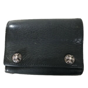 クロムハーツ CHROME HEARTS 3フォールド レザーウォレット クロスボタン 三つ折り財布 3 FOLD WALLET CRS BTTN CROSS