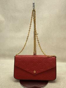 LOUIS VUITTON◆ポシェット・フェリーチェ_モノグラム・アンプラント_RED/レザー/RED//