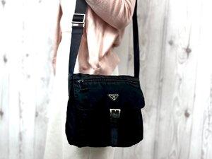 極美品 PRADA プラダ テスート ショルダーバッグ バッグ ナイロン×レザー 黒 メンズ 79857