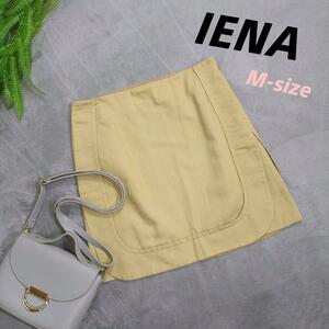 IENA リネン混ミニスカート 淡いマスタード 膝丈 Mサイズ78962