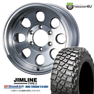 4本セット ジムライン タイプ2 TYPE2 15x8.0J 6/139.7 -28 POL BFグッドリッチ M/T KM3 31×10.50R15 プラド ランクル60 70 ワイドボデイ