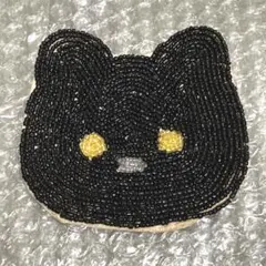 ビーズ 刺繍 コースター くま ブラック 黒 ベアー 黄色 鍋敷き 個性的