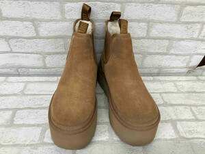 美品 ☆ UGG NEUMEL PLATFORM CHELSEA 1134526 アグ ムートン ショートブーツ レディース ブラウン キャメル スエード 厚底 US7 24cm