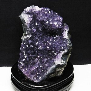 1.4Kg アメジスト クラスター ウルグアイ産 アメジスト 原石 置物 amethyst アメシスト 台座付属 花型 一点物 [送料無料] 182-6201