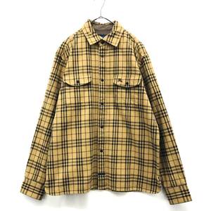 NZ2398●BURBERRY BLUE LABEL : ワンポイント チェック柄シャツジャケット●L●ブラウン ウール フランネル 日本製 三陽商会