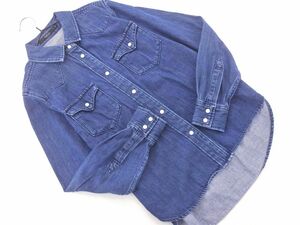 AZUL BY MOUSSY アズールバイマウジー スナップボタン 長袖 デニム シャツ sizeS/紺 ◇■ ☆ dla1 レディース