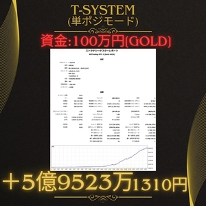 FX自動売買【T-System】単ポジEA 破綻なし！！[EA GOLD ゴールド 投資 副業 システムトレード 為替 不労所得 単発]