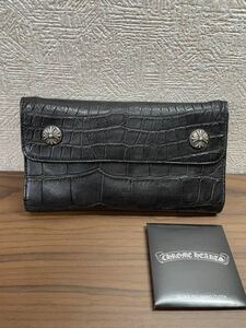 綺麗目 確実正規品クロムハーツ財布Chrome Hearts　 WAVE ALLIGATOR ウェーブアリゲーター 財布ブラウン×シルバー 男女共通ブラウンカラー