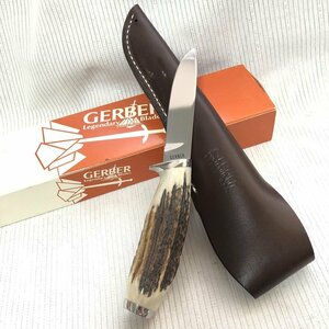 1円～ デッドストック GERBER ガーバー オールド 鹿角 スタッグ 97223 シースナイフ ハンティング アウトドア IW406AK_GRB_Y02DER_60