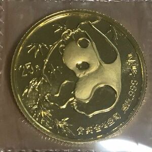 1985年　ビニール未開封　中国　パンダ金貨 25元　1/4oz 7.77g直径22mm K24 純金　