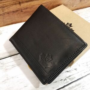 財布[アウトレット 牛革 メンズ 二つ折り財布(ブラック) ZZNICK Leather 1883-1] 箱入り ファスナ収納あり パスケースあり