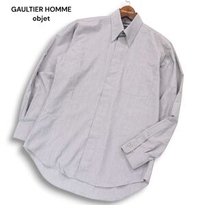 GAULTIER HOMME objet ジャンポール ゴルチエ オム 通年 比翼仕立て★ 長袖 シャツ Sz.46　メンズ グレー 日本製　I4T03314_A#C