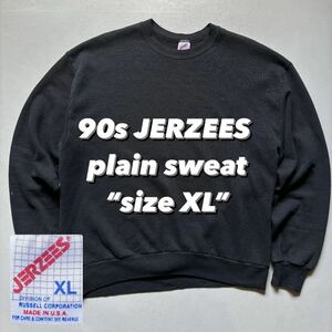 90s JERZEES plain sweat “size XL” “made in USA” 90年代 ジャージーズ 無地スウェット 黒 ブラック USA製 アメリカ製