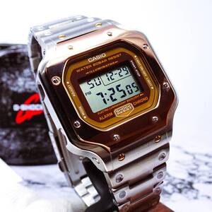 〓新品〓GショックMODカスタム〓本体付きDW5600デジタル腕時計ステンレス製シルバーツートンベゼル＆〓シルバーメタルベルトモデル 