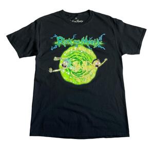 Rick and Morty リックアンドモーティー アニメTシャツ ビンテージ 半袖 y2k クルーネック メンズ アメコミ キャラクターTee 黒 レディース