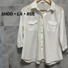 ≪SHOO・LA・RUE≫シューラルー　ホワイト シャツ ブラウス　七分丈　無地