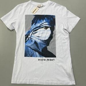 DIESEL Tシャツ　未使用　メンズ　白　ホワイト　Sサイズ 半袖　ディーゼル　プリント REBOOT リブート