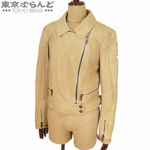 101739643 バーバリー BURBERRY バーバリー・ブリット ダブルライダース ジャケット ベージュ レザー UK10 アウター レディース