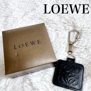 美品 LOEWE ロエベ アナグラム キーリング レザー キーホルダー ブラック ブラック 黒 ゴールド