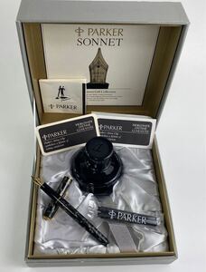 1000円〜●★筆記未確認★万年筆 PARKER パーカー ソネット 18K-750 インク.カートリッジ付 筆記用具 中古現状★okoy3372100-83★op5244