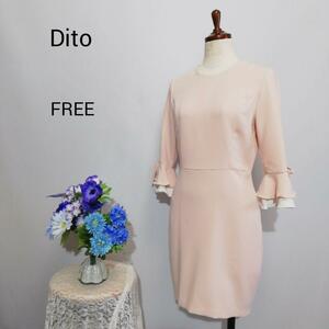 Dito 極上美品　伸縮性有り　ドレス　ワンピース　パーティー　ピンク色系　F