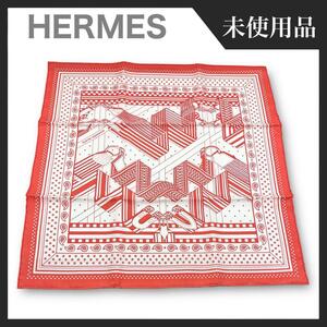 【未使用品】HERMES エルメス カレ55 ジグザグのサンダル スカーフ 赤