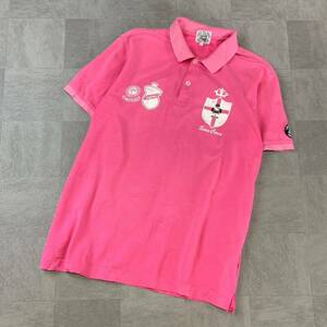 SINA COVA シナコバ 刺繍 鹿の子 半袖 ポロシャツ メンズ LLサイズ ピンク