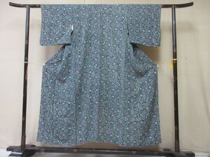 1円 良品 正絹 着物 小紋 縮緬 和装 和服 オリエンタル更紗 花唐草 高級 袷 身丈139cm 裄61cm【夢職】★★★