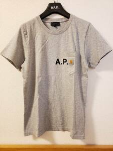 送料無料 大人気 アーペーセー × Carhartt ロゴ Tシャツ XS グレー APC A.P.C. カーハート