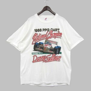 80s ★USA製★ サイズ XXL JERZEES 半袖 レーシング プリント Ｔシャツ ホワイト シングルステッチ ジャージーズ 古着 ビンテージ 4JU0204