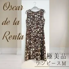 【美品】オスカーデラレンタ ワンピース ブラウン シースルー ドレス oscar