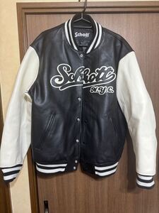 Schott レザージャケット XL 黒・白　スタジャン