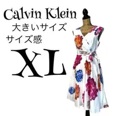 【大きいサイズ】Calvin Klein 花柄 ドレス ワンピース レディース