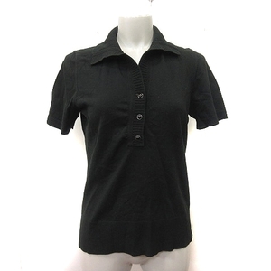 インディヴィ INDIVI ポロシャツ 半袖 44 黒 ブラック /YI レディース