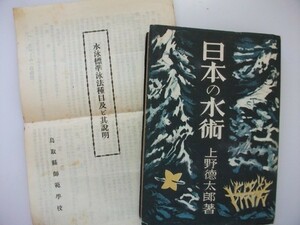 日本の水術 上野徳太郎 昭和18年初版5000部 晴南社 島根県師範学校/水泳標準泳法種目別及び其説明付