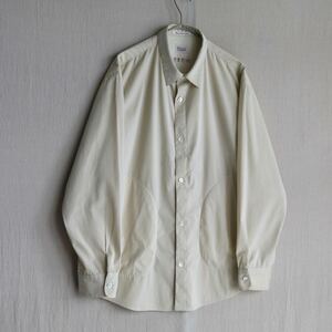 【ポケット】90s Papas シャツ / L ポリ コットン ベージュ デザイン ジャケット 日本製 T4-06162-9550