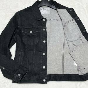 希少L/極美品◆ ショット Schott デニムジャケット ブラックデニム ストレッチ ライダース 黒 Gジャン ニューヨーク シルバーボタン メンズ