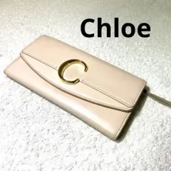 良品　Chloe クロエ　長財布　ロングウォレット　ピンク　Cロゴ