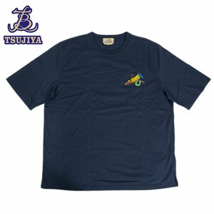 HERMES エルメス　トップス　半袖Tシャツ　メンズ　ネイビー　レザーパッチ　XL　新品同様【辻屋質店A2612】