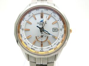 1000円スタート 腕時計 CASIO カシオ OCEANUS オシアナス 5496 OCW-S340 電波ソーラー チタン デイト マンタ レディース WHO E214