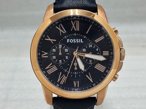 フォッシル FOSSIL 【未使用品】 GRANT グラント レザー メンズ クロノグラフ 腕時計 ネイビー FS4835